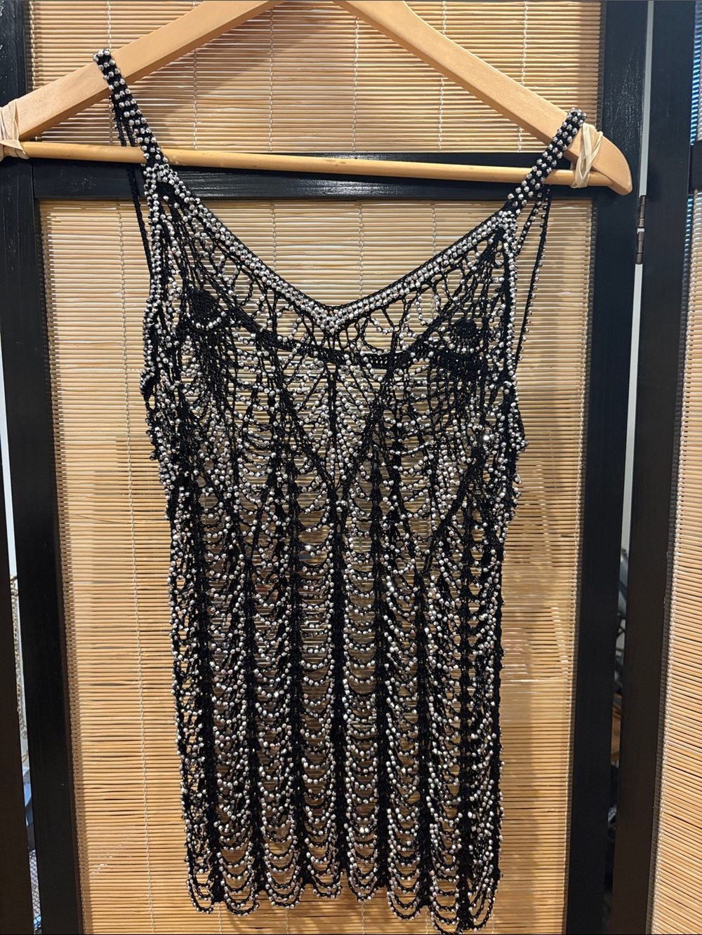 Black Beaded Crochet top